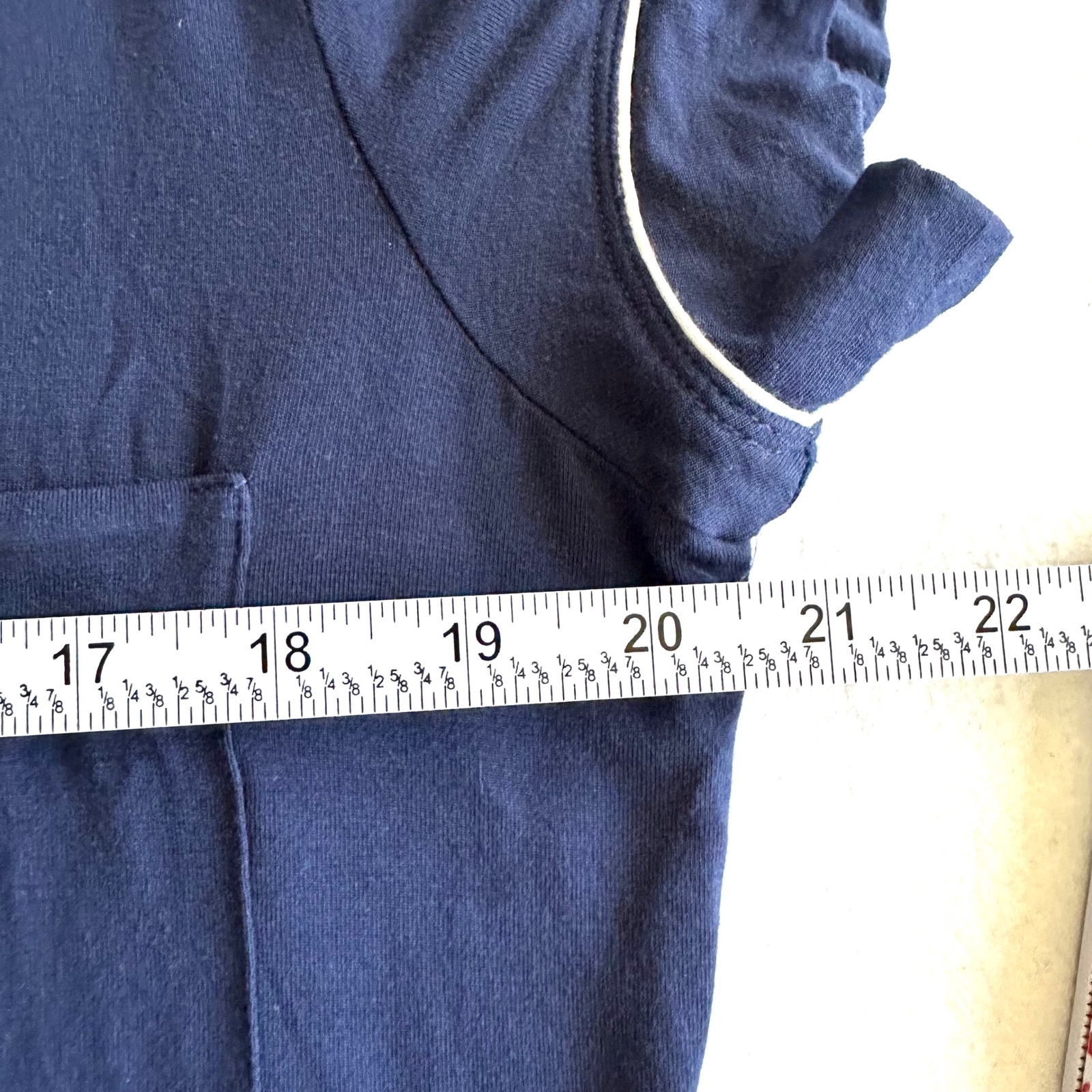 Eberjey S Gisele Short Sleeve Pajama Top Navy Blue Piping Modal Jersey Small — image 7 of 8